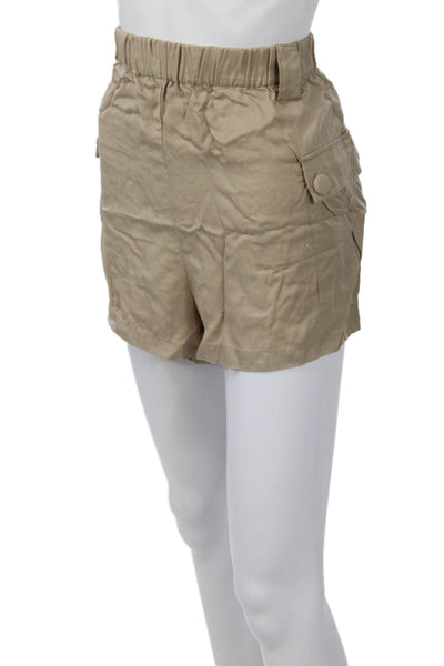Heartloom Unisex Cargo Shorts Beige 100% Lyocell Army Button Size M