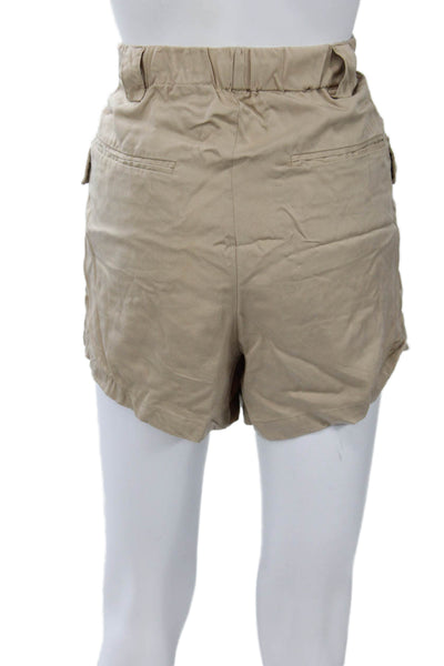 Heartloom Unisex Cargo Shorts Beige 100% Lyocell Army Button Size M