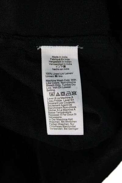 J Crew Women Tunic Button Up Collared Linen Short Sleeve Black Petites Size XS