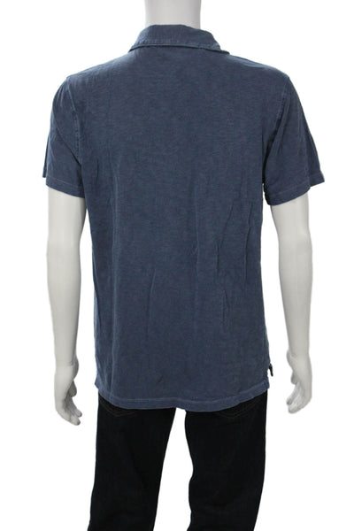 J Crew Mens Short Sleeve Collared Pocket Polo Shirt Blue Size Large
