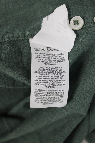 J Crew Mens Button Front Long Sleeve Collared Slim Cut Shirt Green Size Large