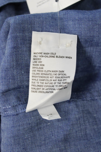 Uniqlo Mens Linen Long Sleeves Button Down Shirt Blue Size Large
