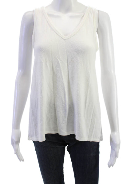 Michael Stars Womens Basic V Neck Tank White 100% Cotton Size S