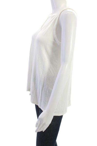 Michael Stars Womens Basic V Neck Tank White 100% Cotton Size S
