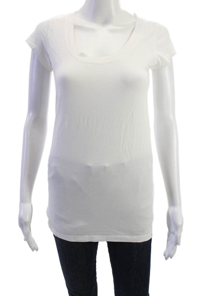 Theory Women Basic Short Sleeve T-Shirt White Size M