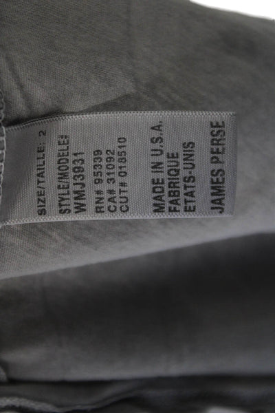 Standard James Perse Women Gray V-Neck Cotton Long Sleeve Animal Tee Size 2