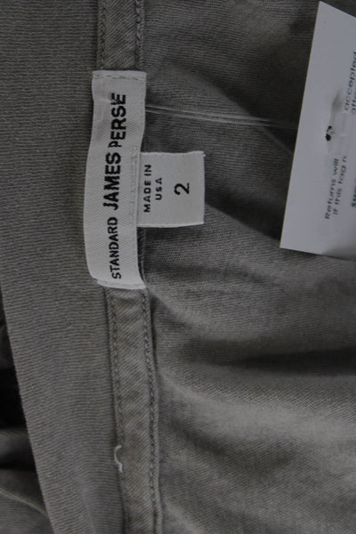 Standard James Perse Women Gray V-Neck Cotton Long Sleeve Animal Tee Size 2