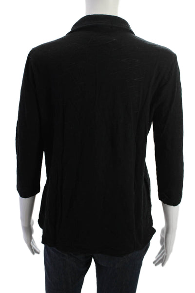 Goldie Women Basic Polo Collared 3/4 Sleeve Black 100% Pima Cotton Size M