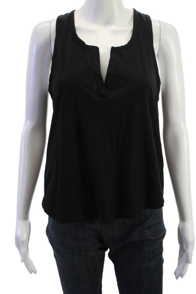 Vince Womens Black Cotton V Neck Sleeveless Basic Tank Size M
