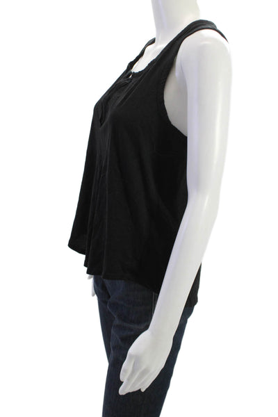 Vince Womens Black Cotton V Neck Sleeveless Basic Tank Size M