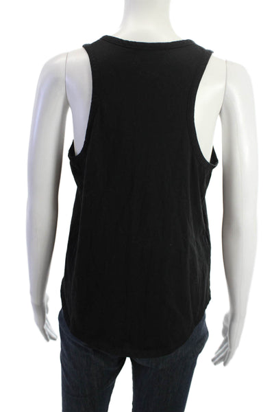 Vince Womens Black Cotton V Neck Sleeveless Basic Tank Size M