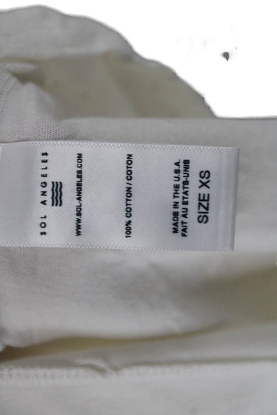 SOL ANGELES Women Ringer T-Shirt White Cotton Short Sleeve Rainbow Size XS