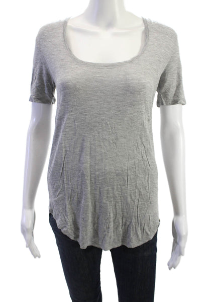 ATM Womens Basic Gray Cotton Short Sleeve Round Neck T-Shirt Size S