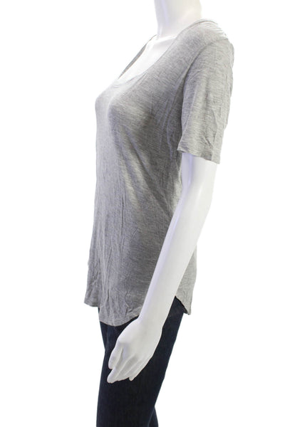 ATM Womens Basic Gray Cotton Short Sleeve Round Neck T-Shirt Size S