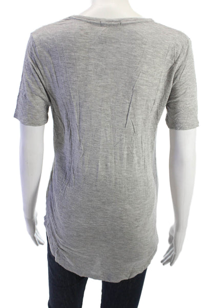 ATM Womens Basic Gray Cotton Short Sleeve Round Neck T-Shirt Size S
