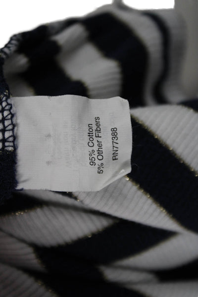 J Crew Womens Basic Striped Dark Blue Square Neck Tank Cotton Elastane Size S