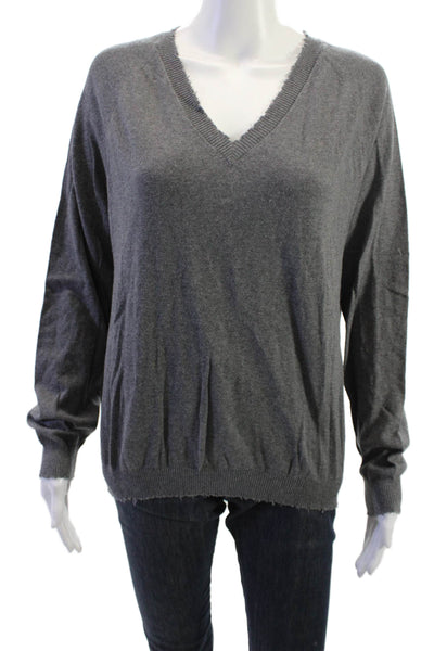 Minnie Rose Unisex Pullover Sweater Dark Gray V Neck Long Sleeve Size M
