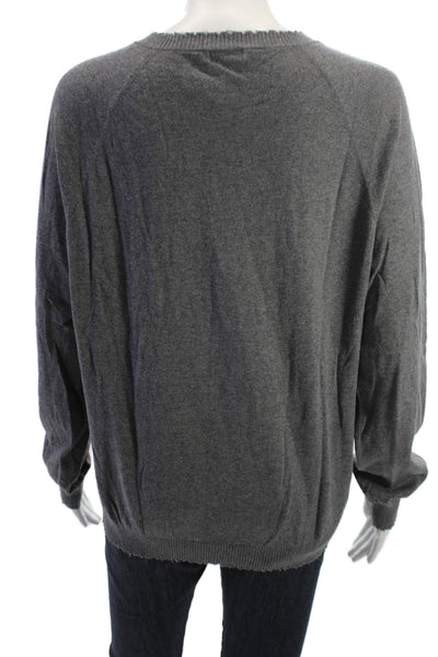 Minnie Rose Unisex Pullover Sweater Dark Gray V Neck Long Sleeve Size M