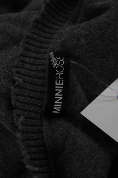 Minnie Rose Unisex Pullover Sweater Dark Gray V Neck Long Sleeve Size M