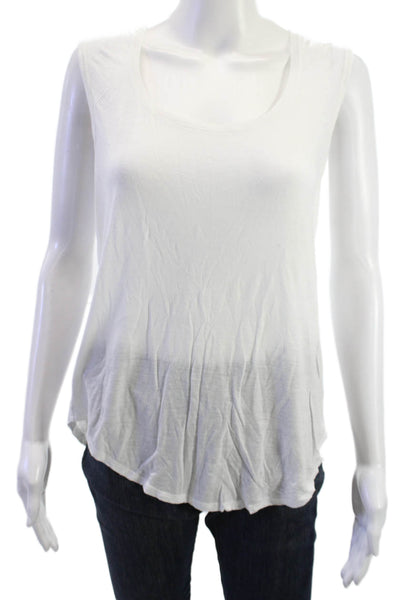 ATM Women Basic White 100% Cotton Sleeveless Tank Top Size L