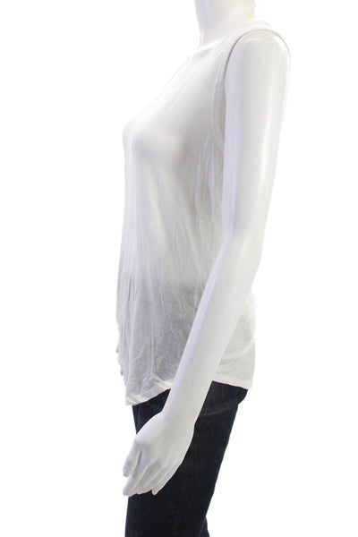 ATM Women Basic White 100% Cotton Sleeveless Tank Top Size L