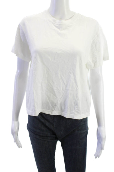 ATM Womens Cropped Basic Cotton White Short Sleeve T-Shirt Size M