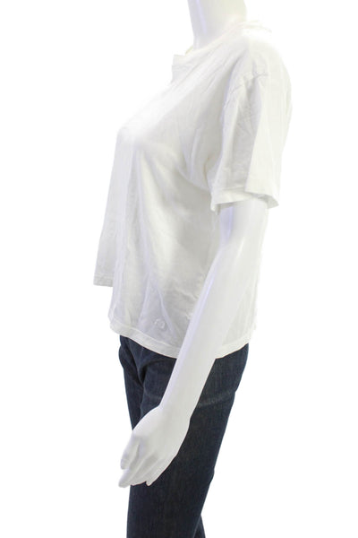 ATM Womens Cropped Basic Cotton White Short Sleeve T-Shirt Size M