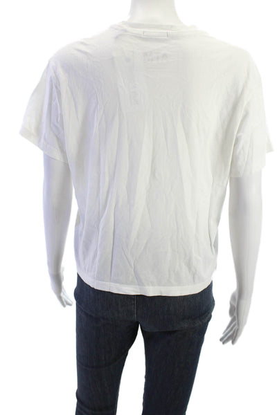 ATM Womens Cropped Basic Cotton White Short Sleeve T-Shirt Size M