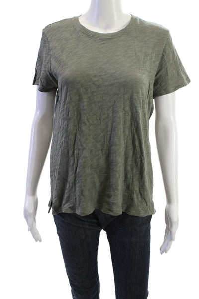 ATM Women Army Green Basic Cotton Crew Neck Short Sleeve T-Shirt Size L