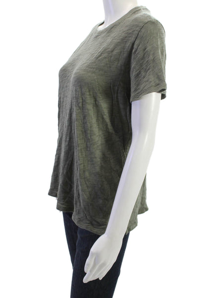 ATM Women Army Green Basic Cotton Crew Neck Short Sleeve T-Shirt Size L