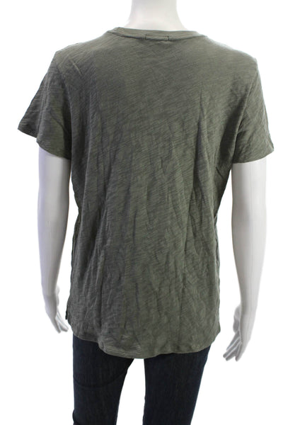 ATM Women Army Green Basic Cotton Crew Neck Short Sleeve T-Shirt Size L
