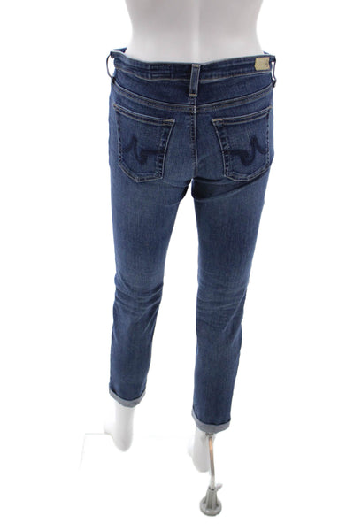 AG Adriano Goldschmied Women Ankle Cropped Dark Blue Low Rise Jeans Size 28