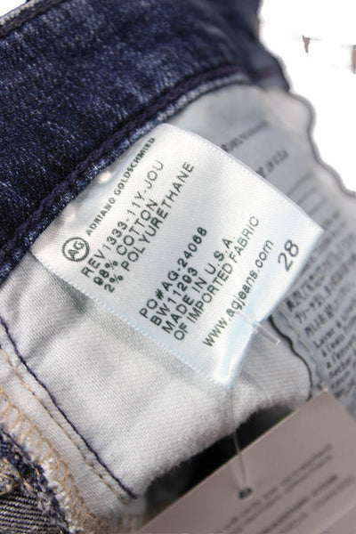 AG Adriano Goldschmied Women Ankle Cropped Dark Blue Low Rise Jeans Size 28