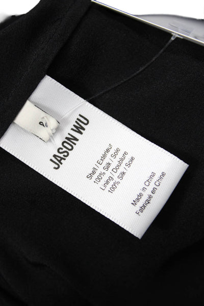 Jason Wu Womens Black Silk Shift Dress High Neck Short Sleeve Size 8