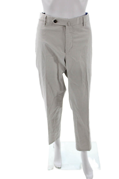 PT Torino Mens Cropped Chinos Gray Cotton Elastane Button Size 56