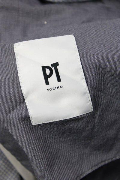 PT Torino Mens Cropped Chinos Gray Cotton Elastane Button Size 56
