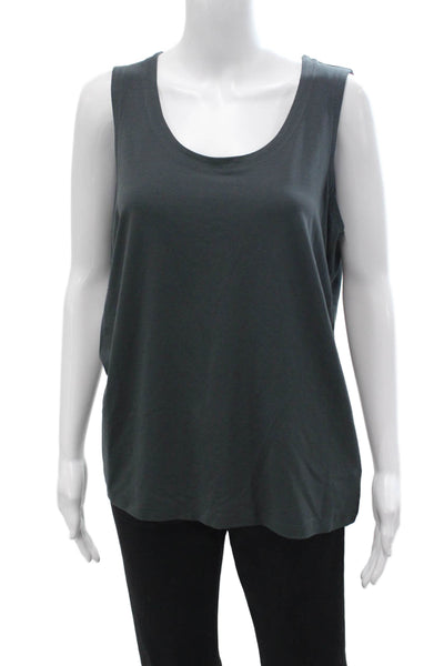 Eileen Fisher Women Basic Dark Gray Tank Round Neck Sleeveless Size L