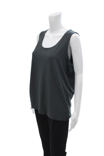 Eileen Fisher Women Basic Dark Gray Tank Round Neck Sleeveless Size L