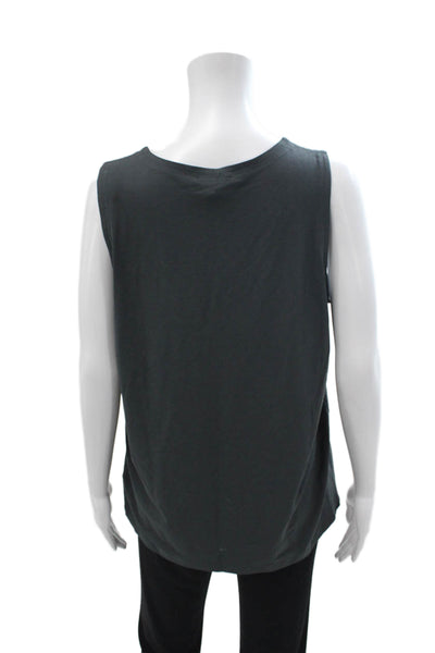 Eileen Fisher Women Basic Dark Gray Tank Round Neck Sleeveless Size L