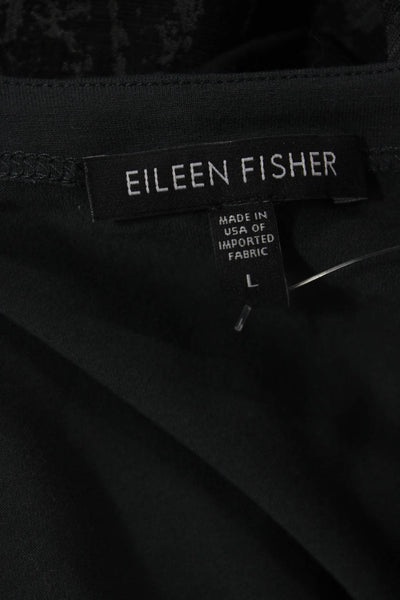 Eileen Fisher Women Basic Dark Gray Tank Round Neck Sleeveless Size L