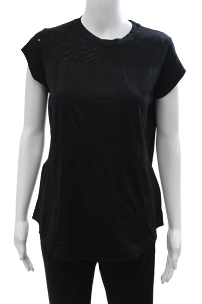 Varley Womens Basic Black Cotton Crew Neck Short Sleeve T-Shirt Size XS