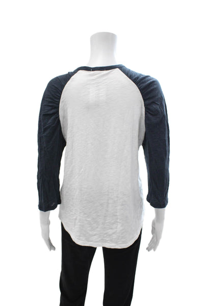 Goldie Womens Jersey T Shirt Dark Blue Pima Cotton Round Neck 3/4 Sleeve Size M
