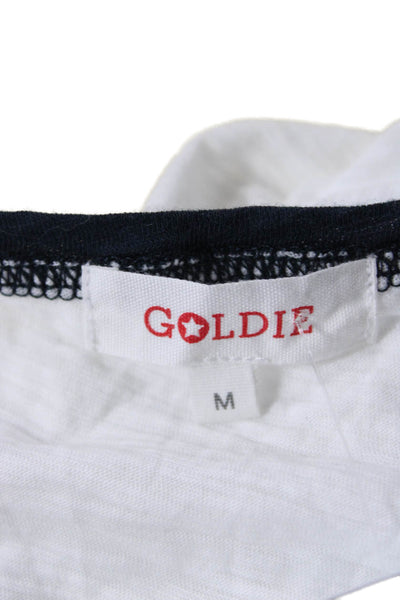 Goldie Womens Jersey T Shirt Dark Blue Pima Cotton Round Neck 3/4 Sleeve Size M