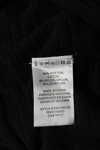 Minnie Rose Women Basic Black V-Neck Long Sleeve Top Size XS