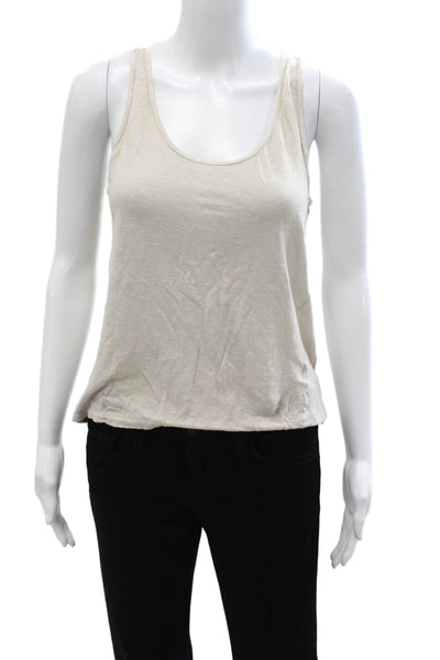 CP Shades Womens Beige Basic Cotton Blend Round Neck Tank Solid Size S