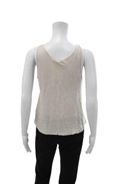 CP Shades Womens Beige Basic Cotton Blend Round Neck Tank Solid Size S