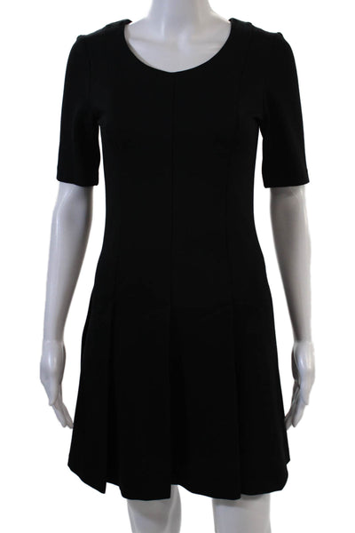 Drew Womens Fit & Flare Dress Black Short Sleeve Round Neck Size XS