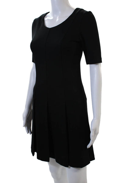Drew Womens Fit & Flare Dress Black Short Sleeve Round Neck Size XS