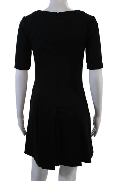 Drew Womens Fit & Flare Dress Black Short Sleeve Round Neck Size XS