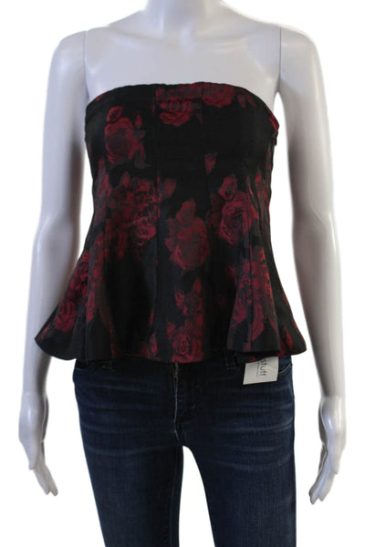 Misa Womens Sleeveless Rose Floral Blouse Black Polyester Rayon Size XS
